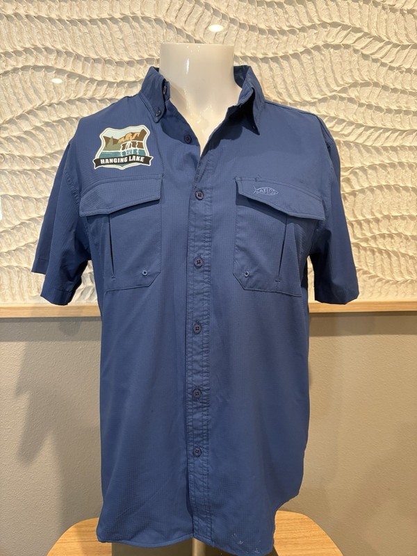 AFICO AFTECH Mens Lightweight SS Button Down Fishing Shirt (Hanging Lake Logo)