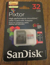 SanDisk 32GB Pixtor High Performance microSDHC UHS-I Card With Adapter Brand New