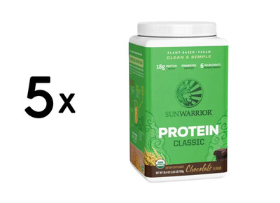 5 x Sunwarrior Protein Classic Organic (750g) Chocolate (53,33 EUR/kg)