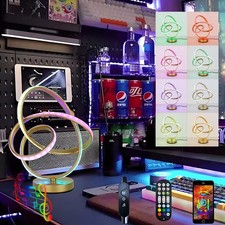 Gold Modern RGB Table Lamp Touch Dimmable 7 LED Colors Fits Bedroom Gaming