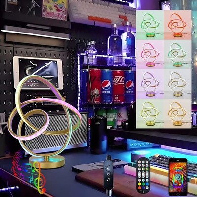 Gold Modern RGB Table Lamp Touch Dimmable 7 LED Colors Fits Bedroom Gaming
