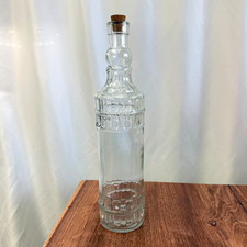 Decorative Clear Glass Bottle 13 Tall w Cork Stopper Rope Detail Boho Farmhouse