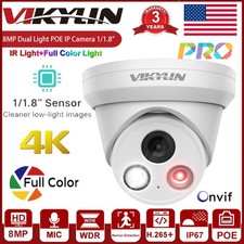 Vikylin 8MP 4K PoE IP Camera 1/1.8" Sensor Pro Series Full Color IR Audio Metal