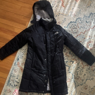 The North Face Girls Hooded Long Puffer Coat Black Size L (14/16)