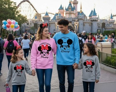 PERSONALISED DISNEYLAND SWEATSHIRT CUSTOM  FAMILY MATCHING MINNIE/MICKEY JUMPERS