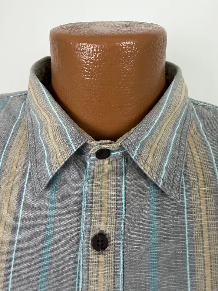 Vintage 90s Oxford Shirt Men XL Button Up Brown Striped Casual Preppy Dockers - Image 3 of 4