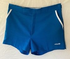 Vintagre 1970-80's Adidas USA Aqua Blue TREFOIL LoGo Tennis DAY Shorts Size 36