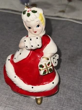 Vintage Kreiss Japan Christmas Shopper Girl Kitschy Ceramic Figurine
