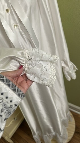 Vtg Vandemere Lace Collar Satin Nightgown Dressing Gown Robe Made In USA Small - Picture 3 of 9