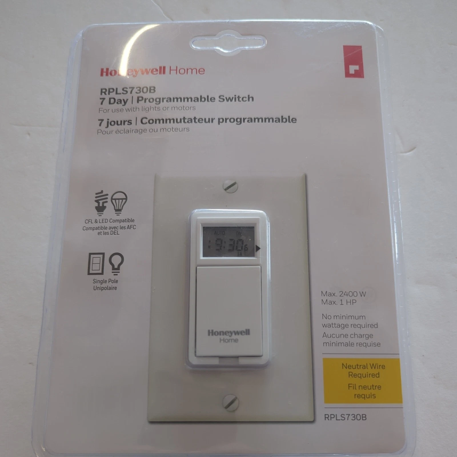 Honeywell Home 120-Volt 7-Day Programmable Indoor Motor and Light Switch Timer