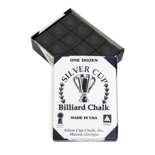 One Dozen SILVER CUP Billiard CHALK Pool Cue Chalk Black Color 12 Cubes