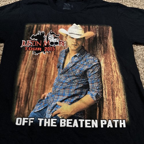 Justin Moore Off The Beaten Path Tour 2015 Size Small Black T-Shirt Country - Picture 2 of 5
