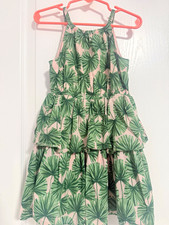Girls Tropical Leaf Print Green White Sundress Knee Length Janie and Jack