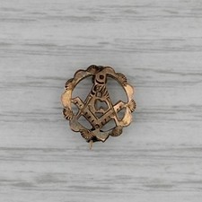 Antique Masonic Pin 5k Gold Square Compass Blue Lodge Emblem Badge