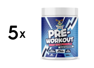5 x Muscle Moose Pre-Workout Zero Itch Formula (20 Serv) Blue (78,56 EUR/kg)