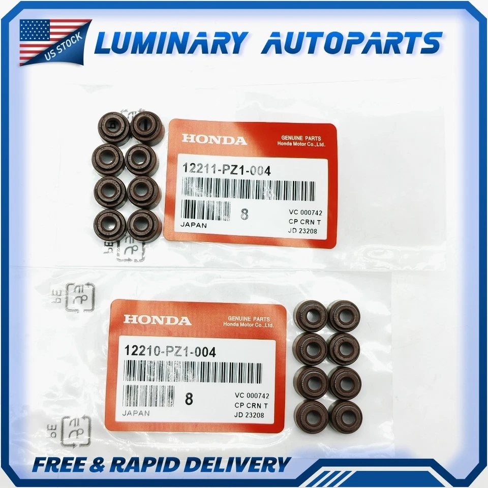 NUEVO OEM Juego de sellos de vástago de válvula 12210-PZ1-003 12211-PZ1-004 para Honda Civic Acura Foto 2 de 4