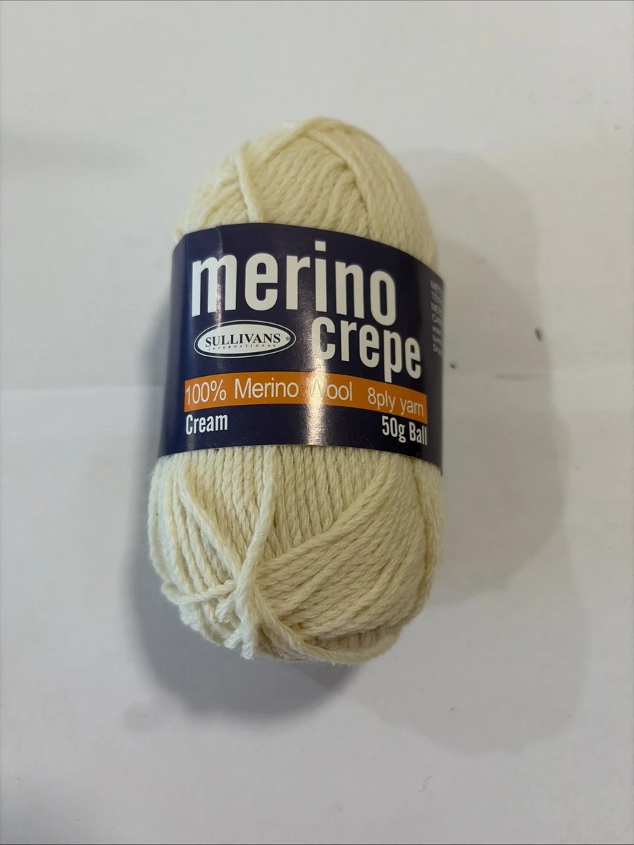 Cream Merino Crepe 100% Merino Wool 8 ply Wool 7 x 50gram balls