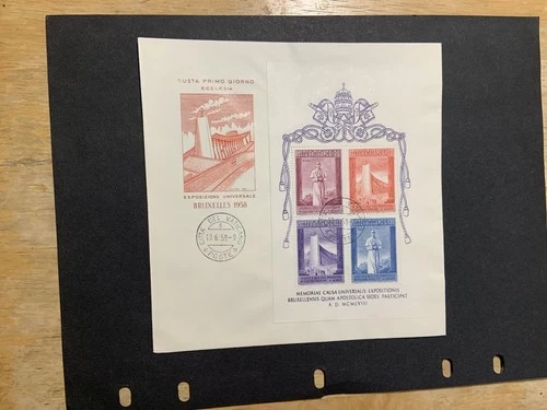Vatican City 1958 FDC 1st day Cover Sheet Bruxelles Belgium World’s Fair
