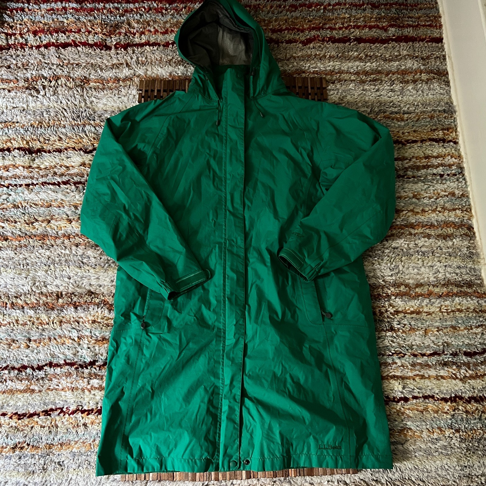 L.L. Bean Waterproof Shell Hoodie Parka Forest Green Women's Size Large L