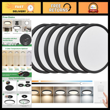 Dimmable 12" Black LED Flush Mount Ceiling Light 24W 2520LM 5 Color Temp 6PK