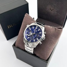 Bulova Men's Marine Star 96B256 Blue Dial 6-Hand Chronograph Quartz Watch 43mm