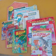 lot of 8 vintage kids books Berenstain Bears Magic School Bus Superman Fire Man