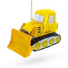 Bulldozer Blown Glass Ornament