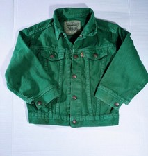 Vtg 90s Levis Jacket Boys Girls Hipster Green Denim Jean Trucker Youth Kids 6