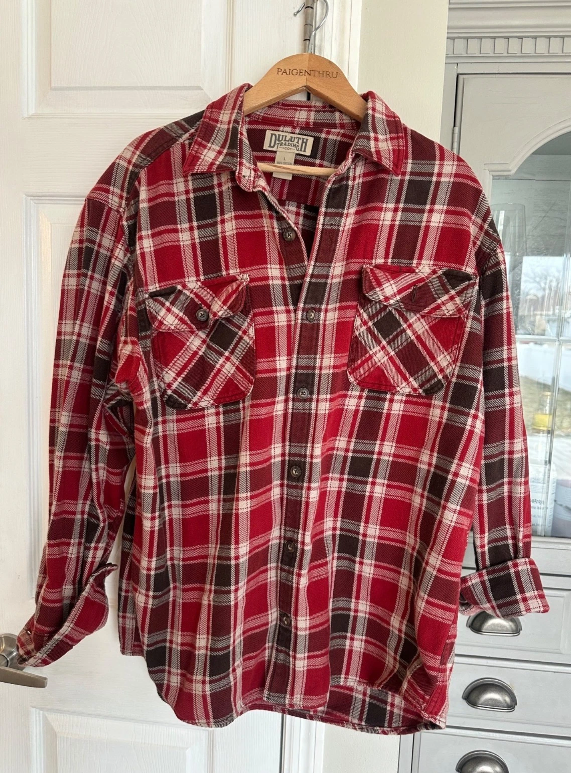 Duluth Trading Flannel Shirt Men's LG Red Plaid Heavyweight Outdoor Casual
Opens in a new window or 