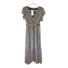 Chic Style Summer Garden Blue Printed Belted Dress - Size Medium