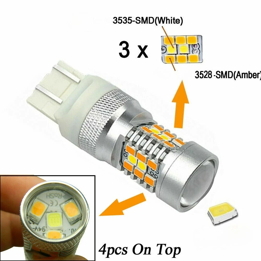 2x 7443 Switchback LED Turn Signal Light Bulbs For 14-20 Chevy