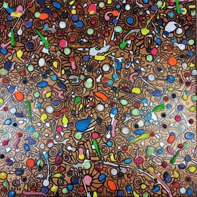 Glow in Dark, UV light active, Hand-painted Original 50x50 cm, 19,68x19,68 in
