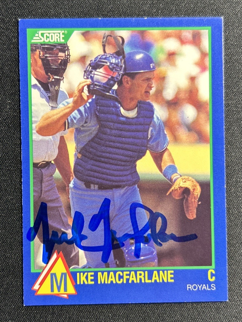 Mike Macfarlane Signed Card Kansas City Royals 1989 Score Rising Star Autograph