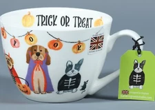 HARVEST GREEN STUDIO HALLOWEEN TRICK OR TREAT DOGS Bone China Jumbo Cup