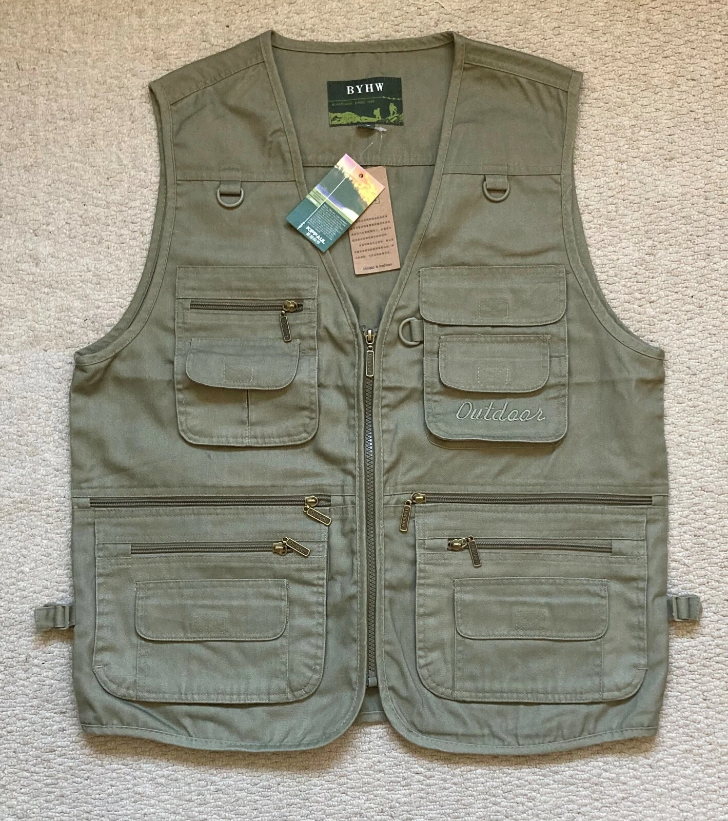 Men's hiking hunting fishing vest - Lightweight Multi-pocket - Size XL