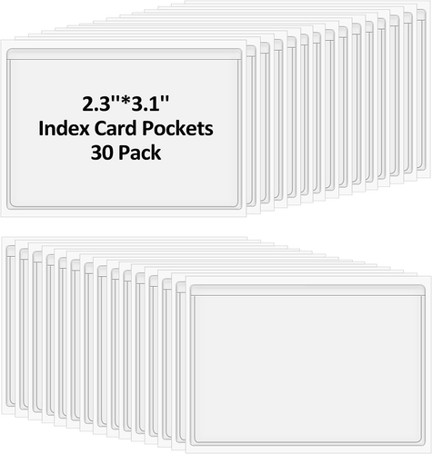 Prasacco 30 Pcs Self-Adhesive Index Card Holders Business Card Pockets Clear ... - Picture 11 of 12