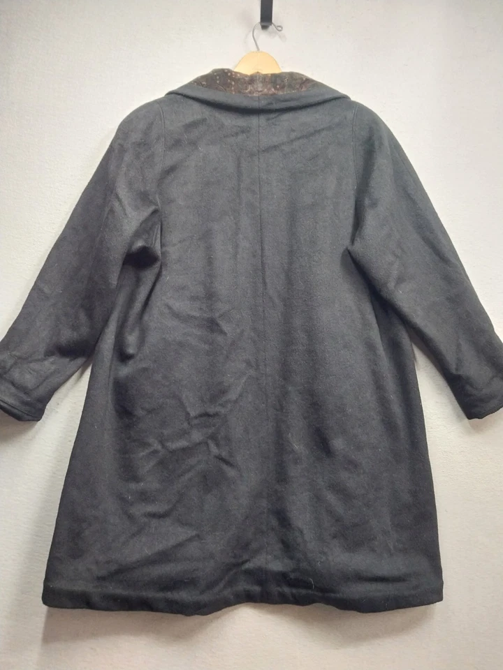 Abrigo De Colección Leslie Fay Frente Abierto Para Mujer 6 Negro Cuello Paisley Hecho en EE. UU. Foto 3 de 4