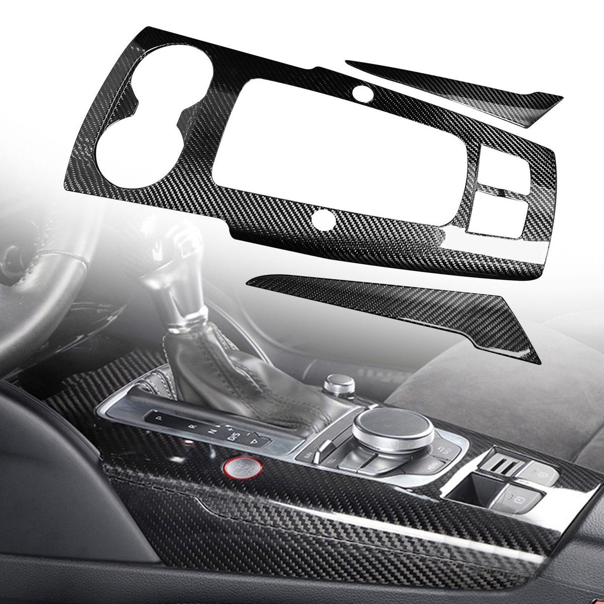 Real Carbon Fiber Center Console For Audi A3 S3 RS3 14-20 Gear