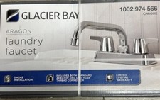 10. units. Glacier Bay Aragon 4 in. Centerset 2-Handle Laundry Faucet Chrome