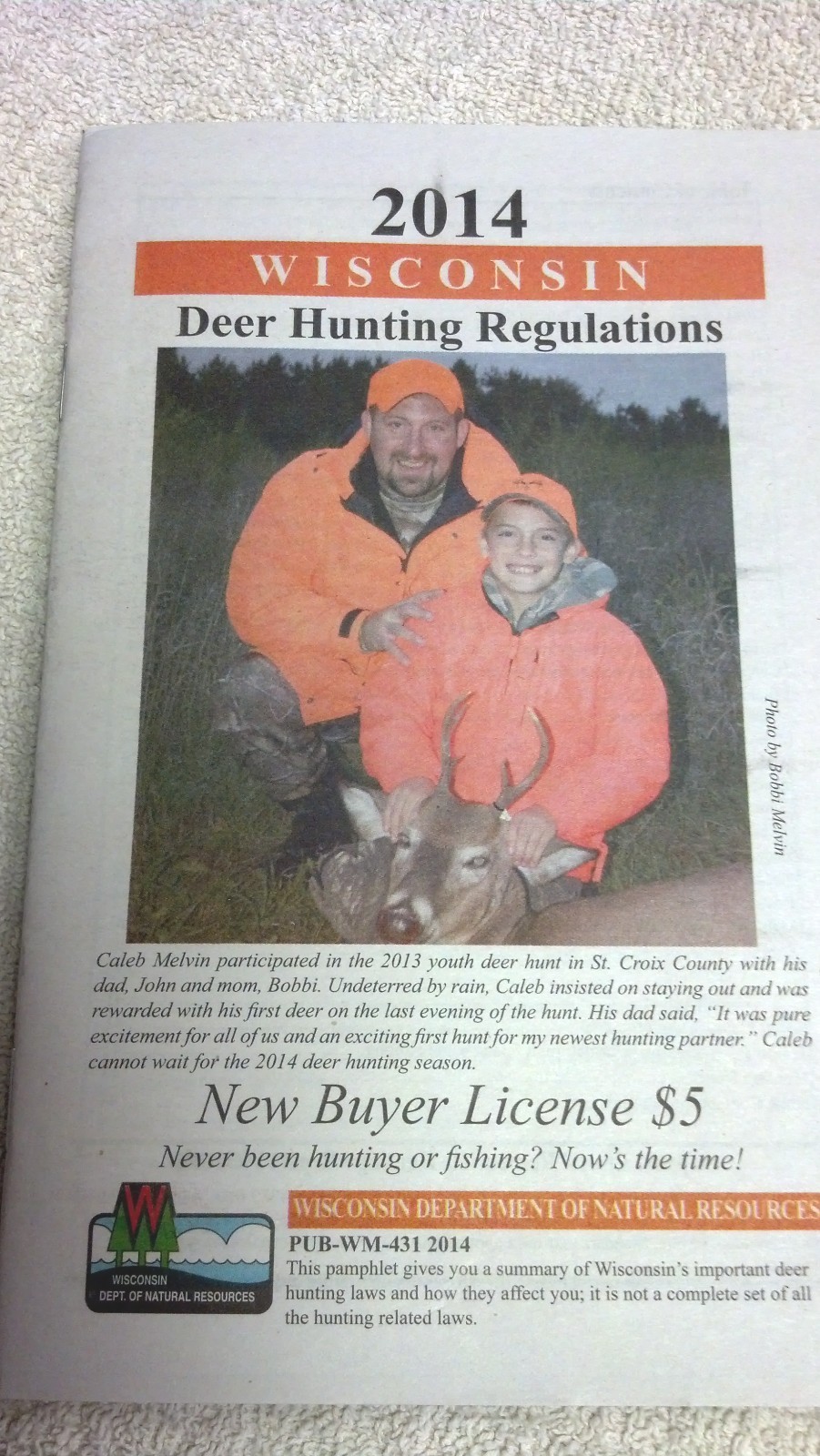 WISCONSIN, 2014 DEER HUNTING REGULATIONS, WISCONSIN D.N.R, 48 PAGES