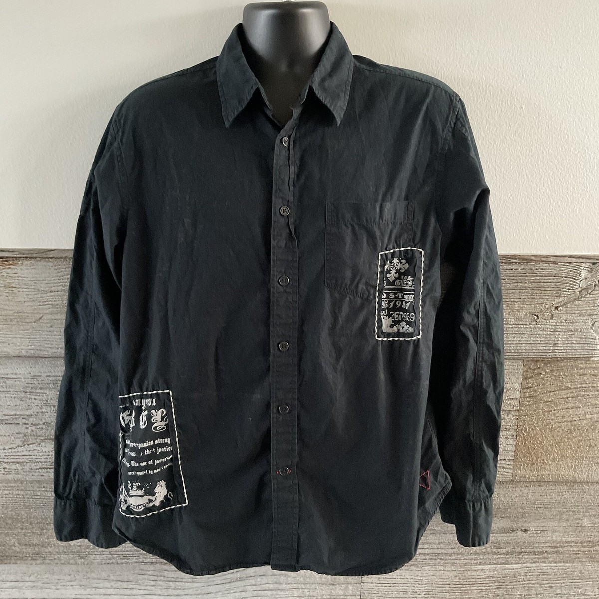 guess black dress shirt Long-Sleeve Pocket Shirt