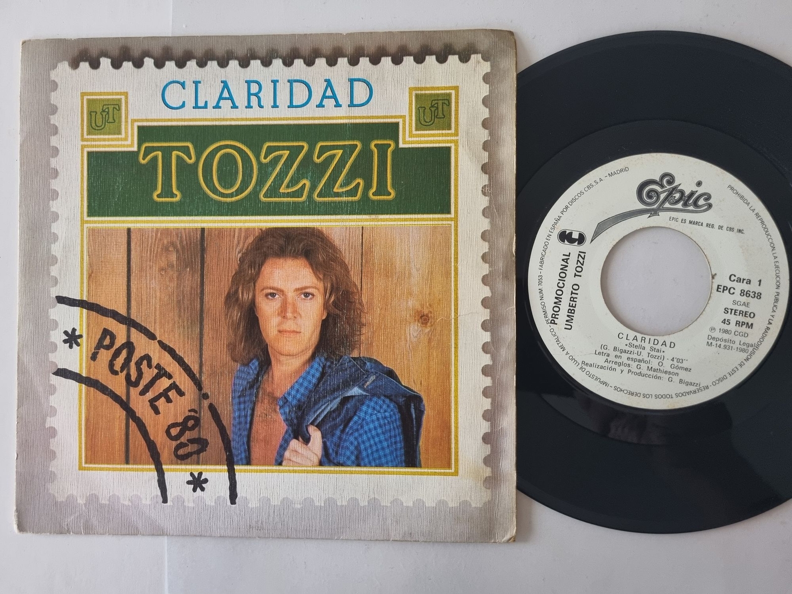 Umberto Tozzi - Claridad 7'' Vinyl Spain PROMO SUNG IN SPANISH