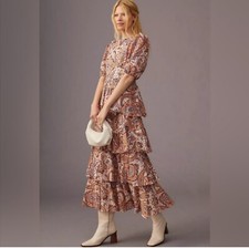 Anthropologie x Kachel Paisley Tiered Maxi Dress Size Medium