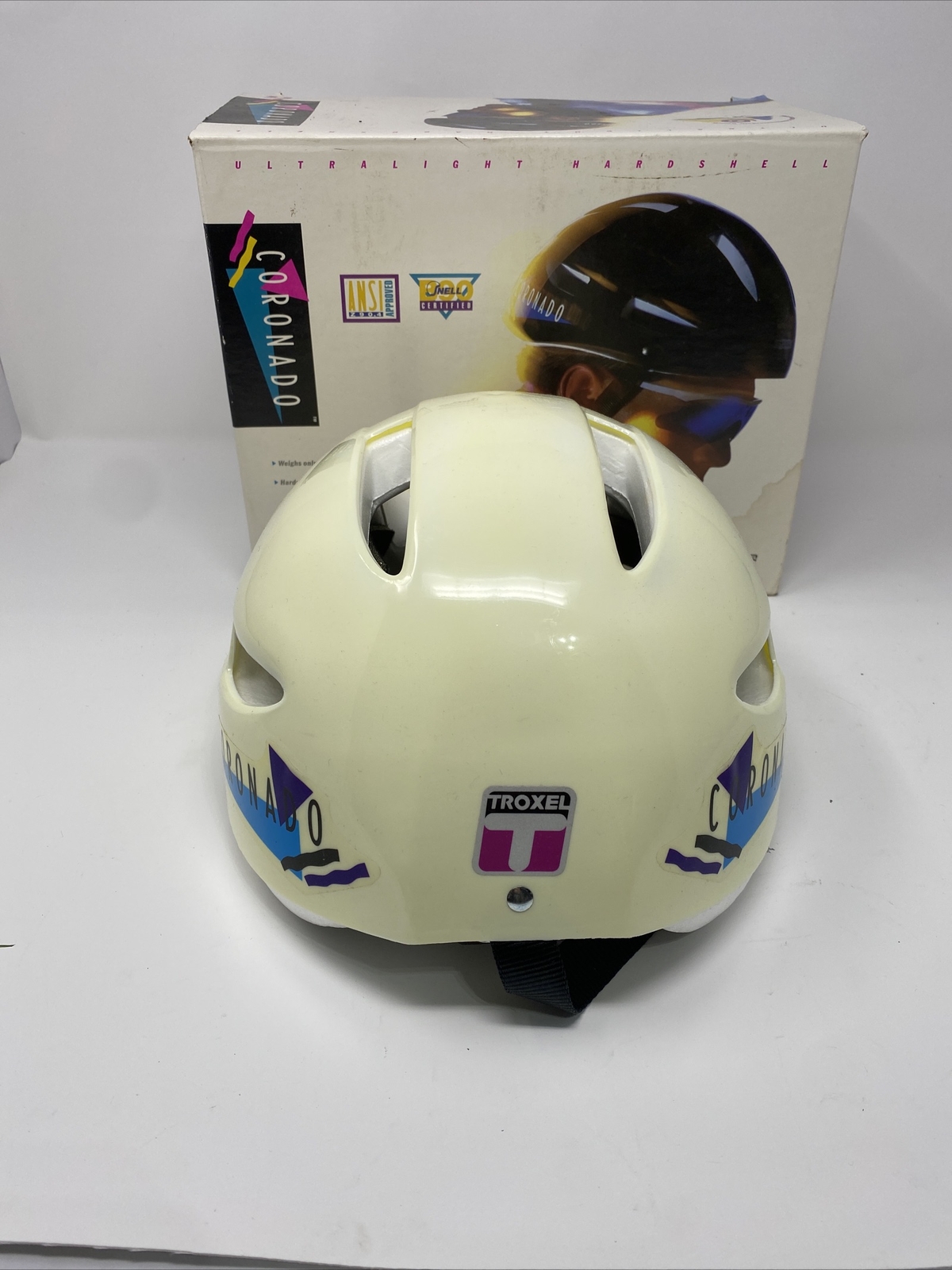 Rare Vintage TROXEL CORONADO Bicycle Helmet White Size Youth L/xl 1993
