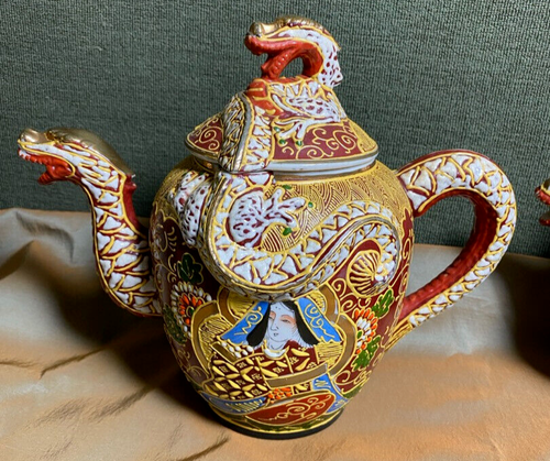 Moriage Dragon Ware Tea Set For Six (Less 1 Tea Cup) Includes Luncheon Plates - Picture 2 of 13
