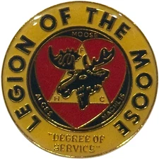 Legion of the Moose Pin “Degree of Service” Gold Red Enamel Badge