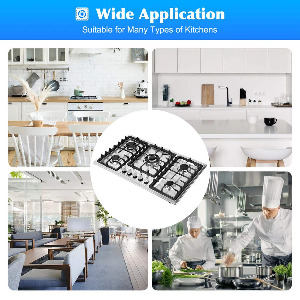 36英寸燃气灶5炉燃气灶顶部内置不锈钢燃气灶 — 第 2/4 张图片