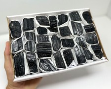 Natural Rough Black Tourmaline Log Box 22 - 28 Pcs (Raw Tourmaline Crystals)