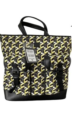 MCM Unisex Cubic Monogram  Nylon and Leather Tote