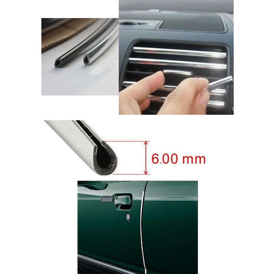 10ft 6mm U Shape Bumper Air Vent Grille Switch Rim Chrome Trim Strip Moulding Foto 3 de 4